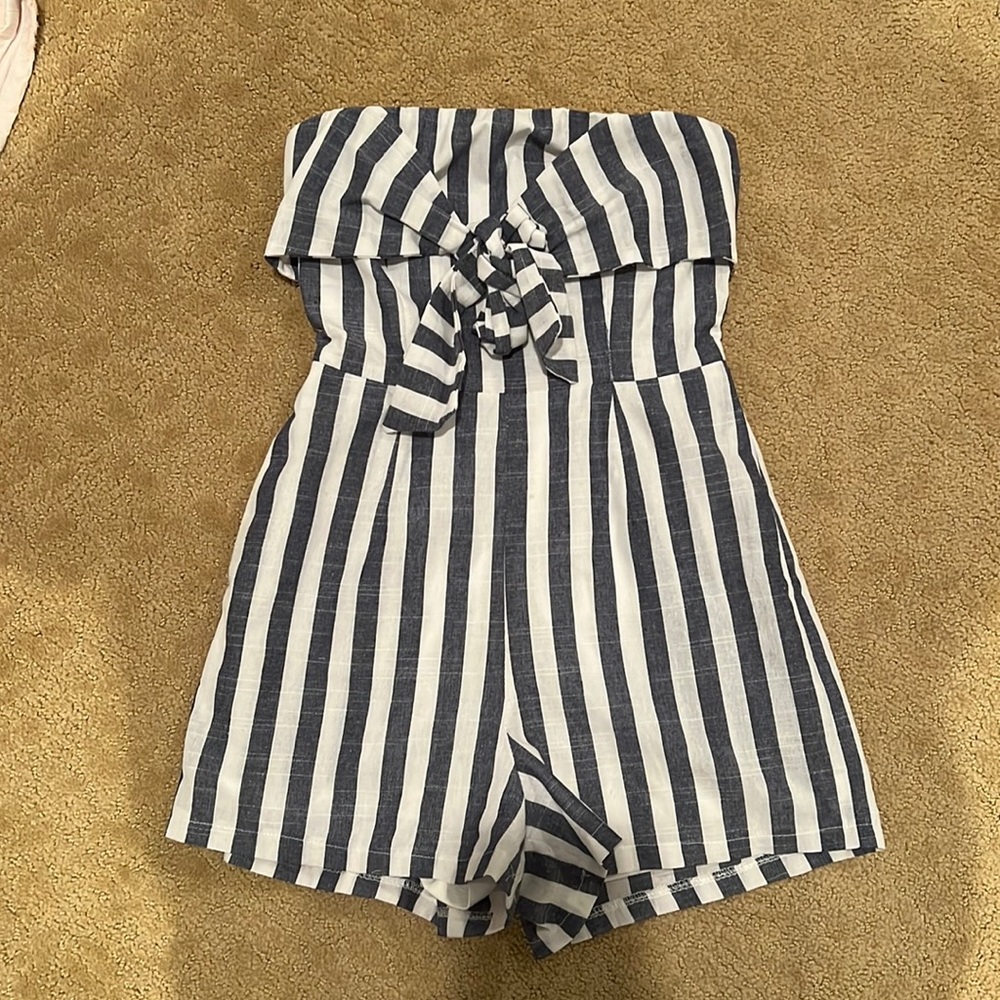 Linen stripped romper! So cute!